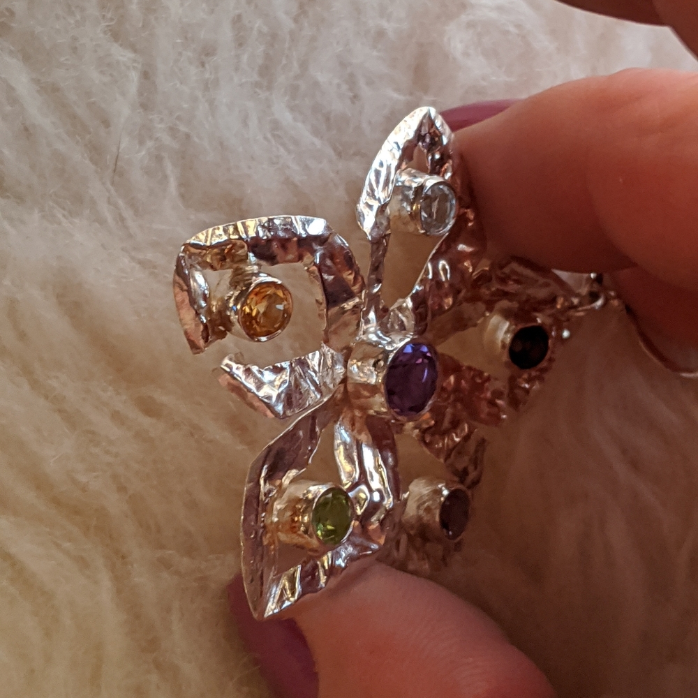 Multi Gemstone Star Earrings - Picture 2 of 7